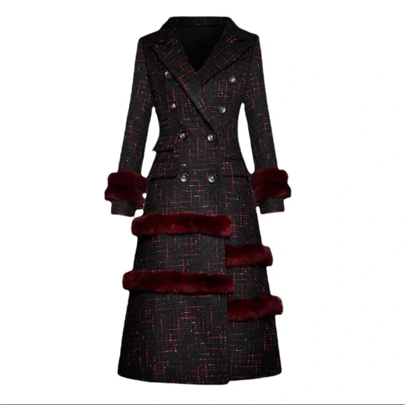 Gorgeous Fur Trim Tweed Long Jacket The Iphigenyah - Picture 6 of 12